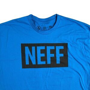 NEFF T-Shirt Men’s XL Blue Logo Spellout Cotton Short Sleeve